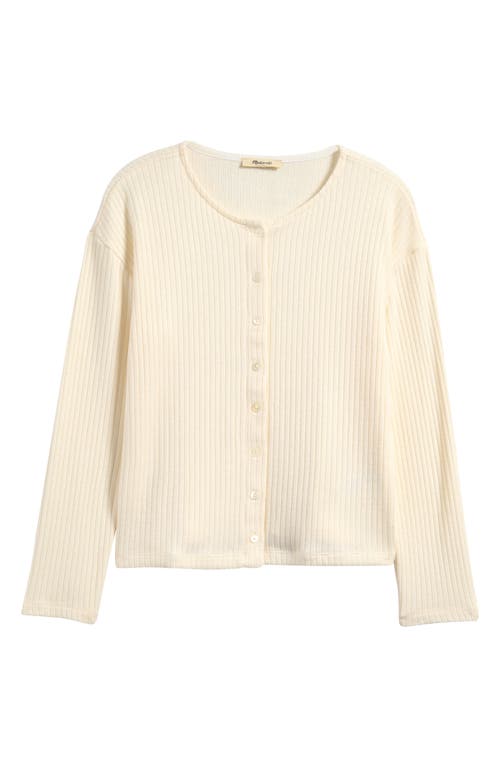 Madewell Relaxed Rib Button Front Cardigan in Winter White 