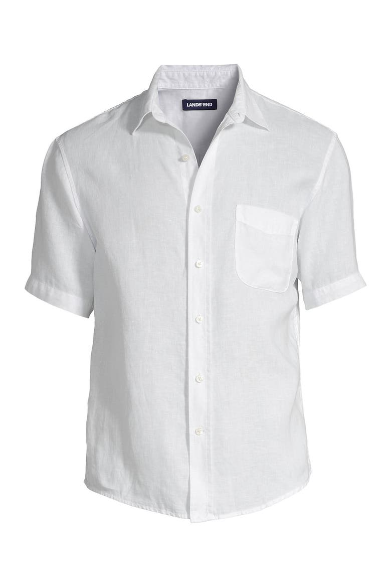 Traditional Fit Short Sleeve Linen Shirt, Alternate, color, White