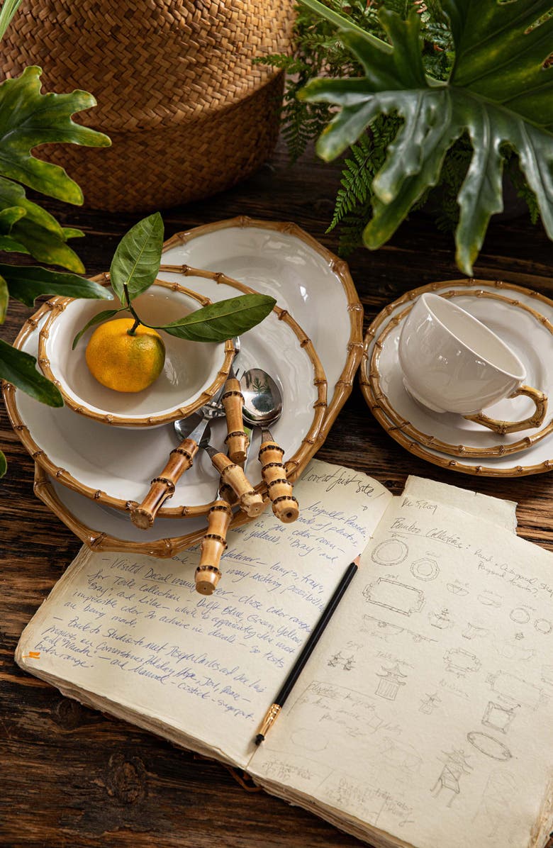 Juliska Bamboo Ceramic Platter, Alternate, color, Bamboo/ Natural