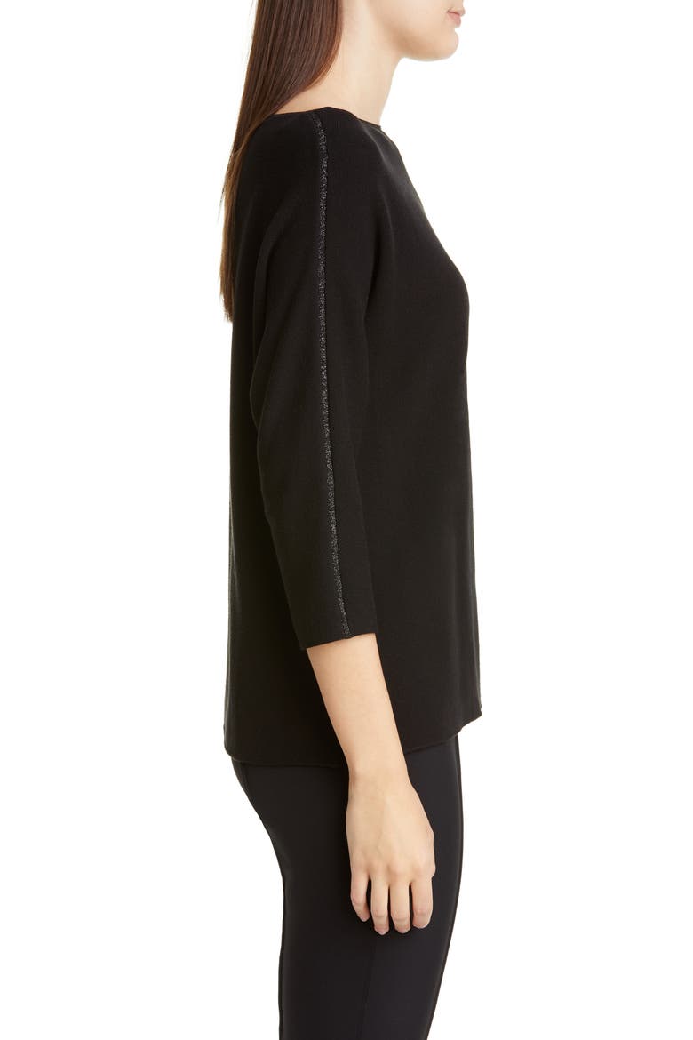 Glitter Trim Dolman Sweater, Alternate, color, BLACK
