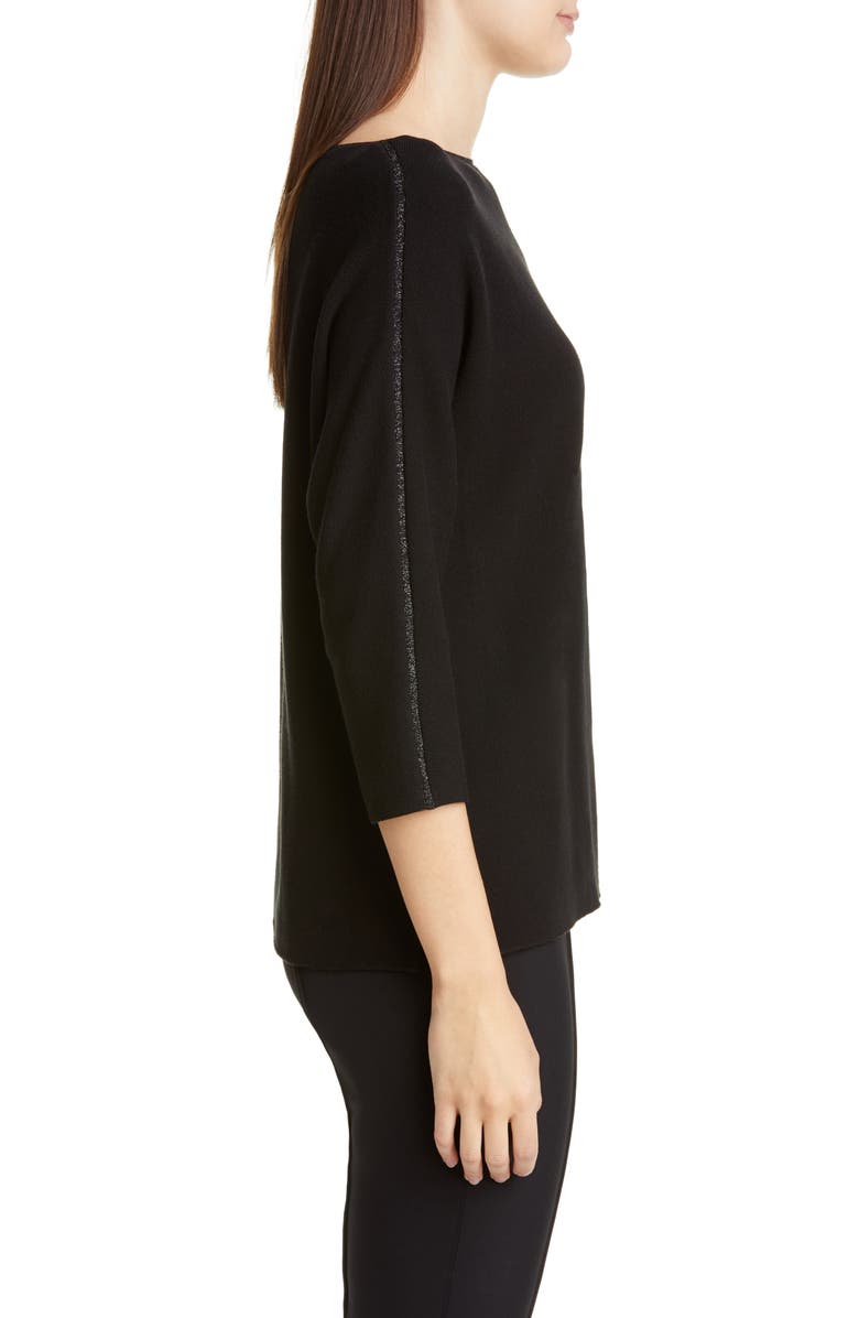 Lafayette 148 New York Glitter Trim Dolman Sweater, Alternate, color, 