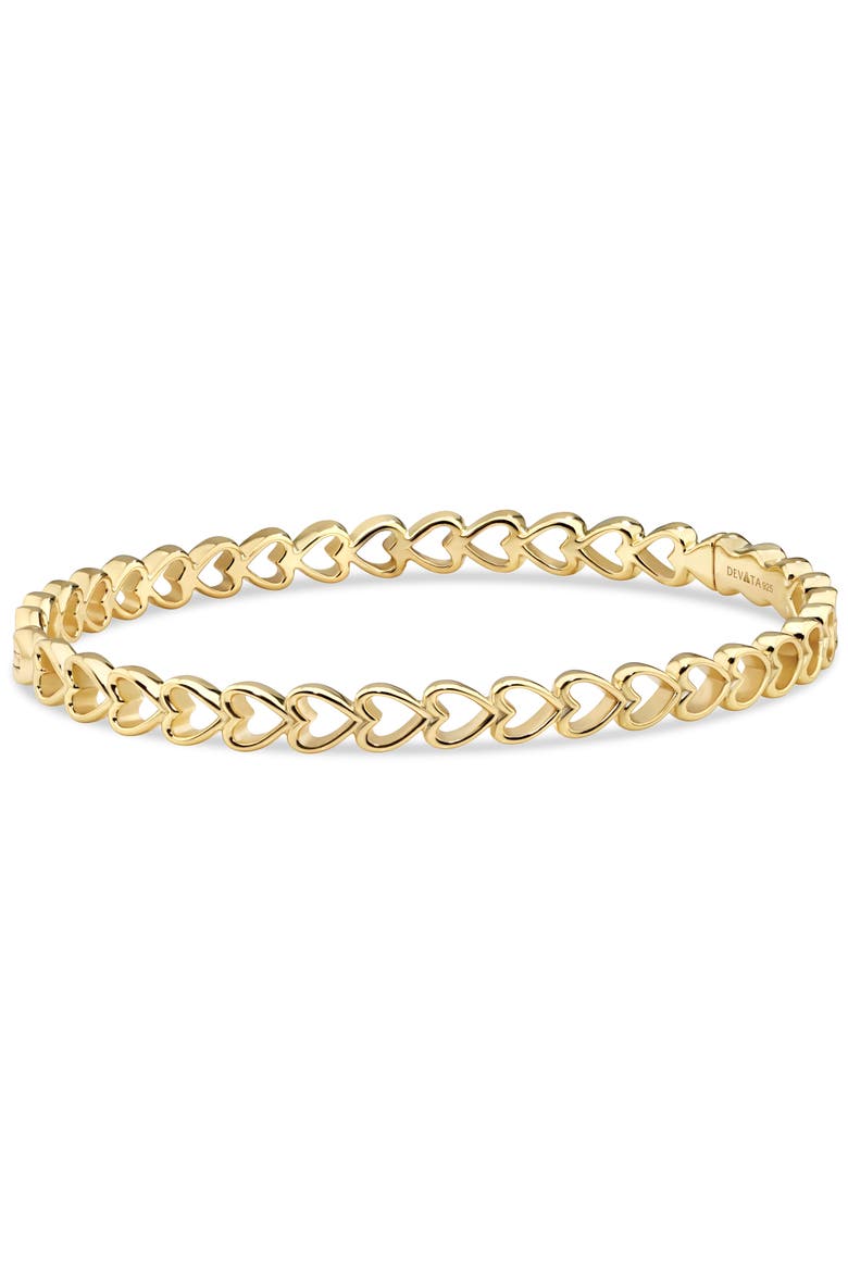 Open Heart Bangle Bracelet in Gold Plated Sterling Silver, Alternate, color, Yellow Gold