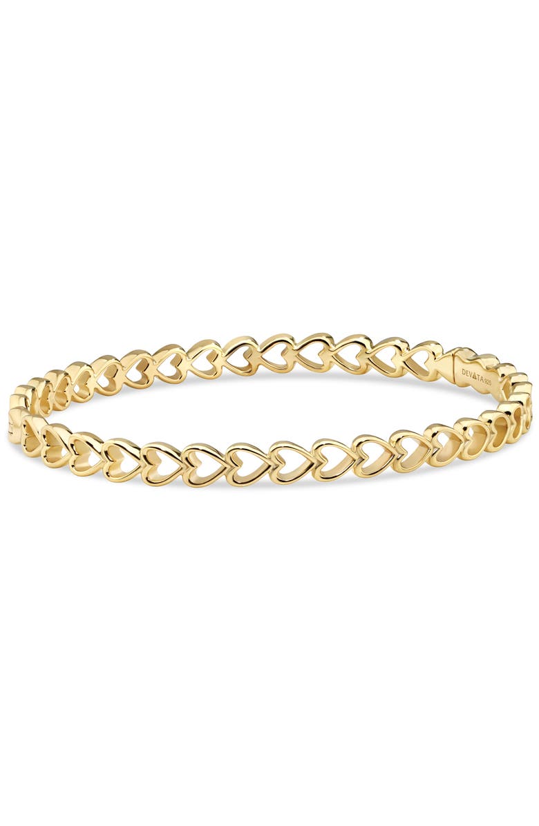 DEVATA Open Heart Bangle Bracelet in Gold Plated Sterling Silver, Alternate, color, Yellow Gold