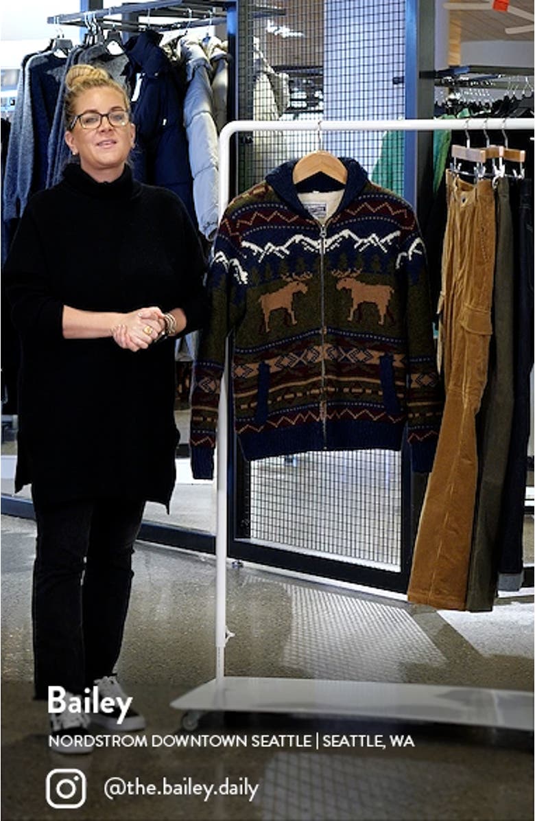 Moose Shawl Collar Wool Blend Sweater Jacket with Faux Shearling Lining, sales video thumbnail