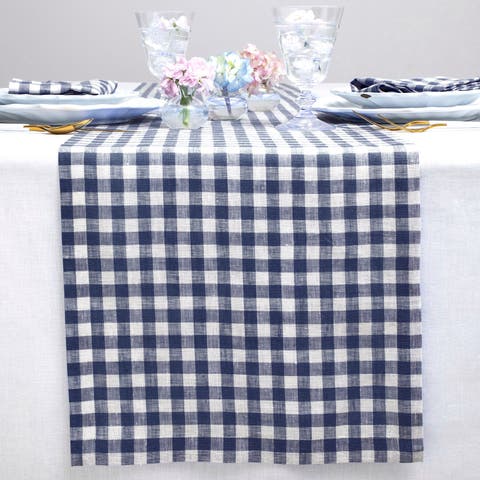 Linen Table Runner for Dining Table, Holiday and Everyday Table Decor - Gingham Check