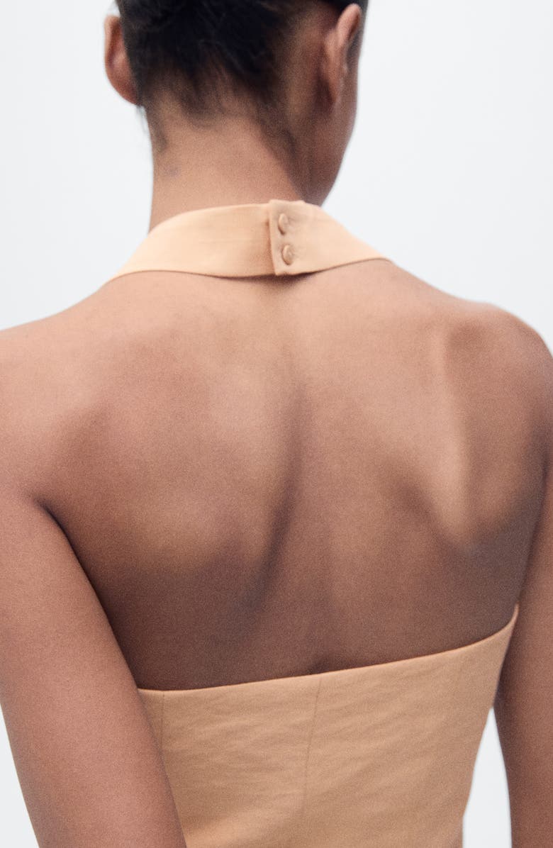 MANGO Gathered Halter Top, Alternate, color, Beige