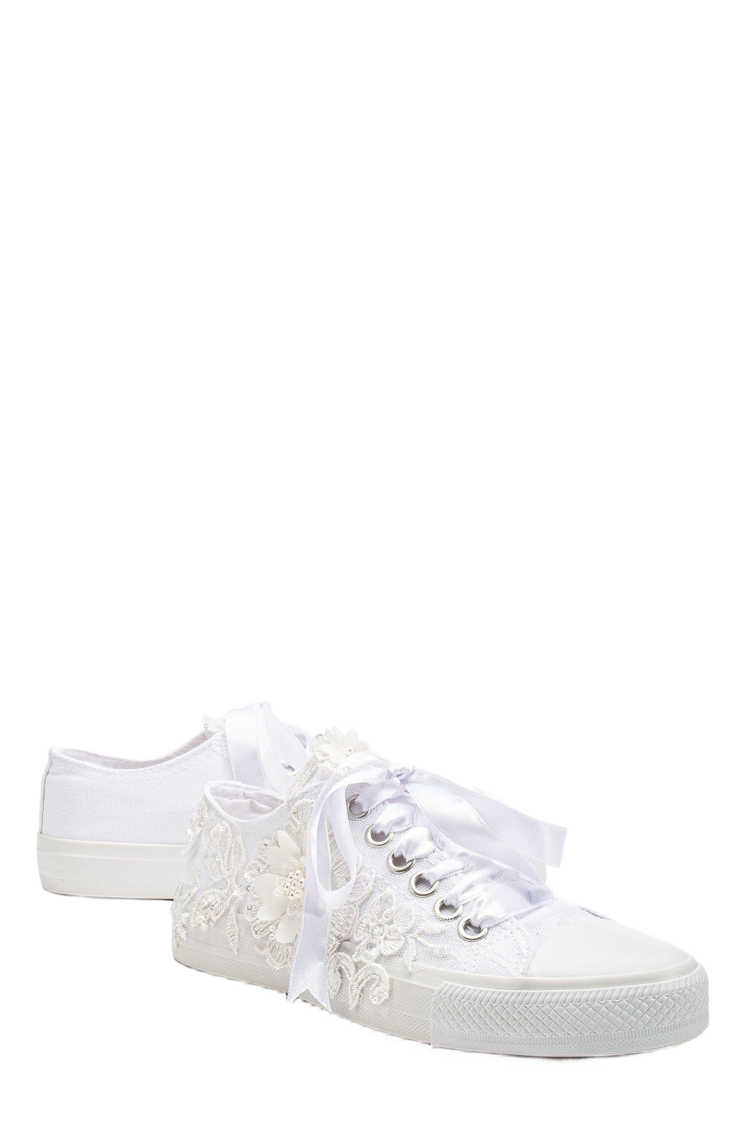 Forever 
Always Shoes Peyton Floral Lace Bridal Sneakers, Alternate, color, White