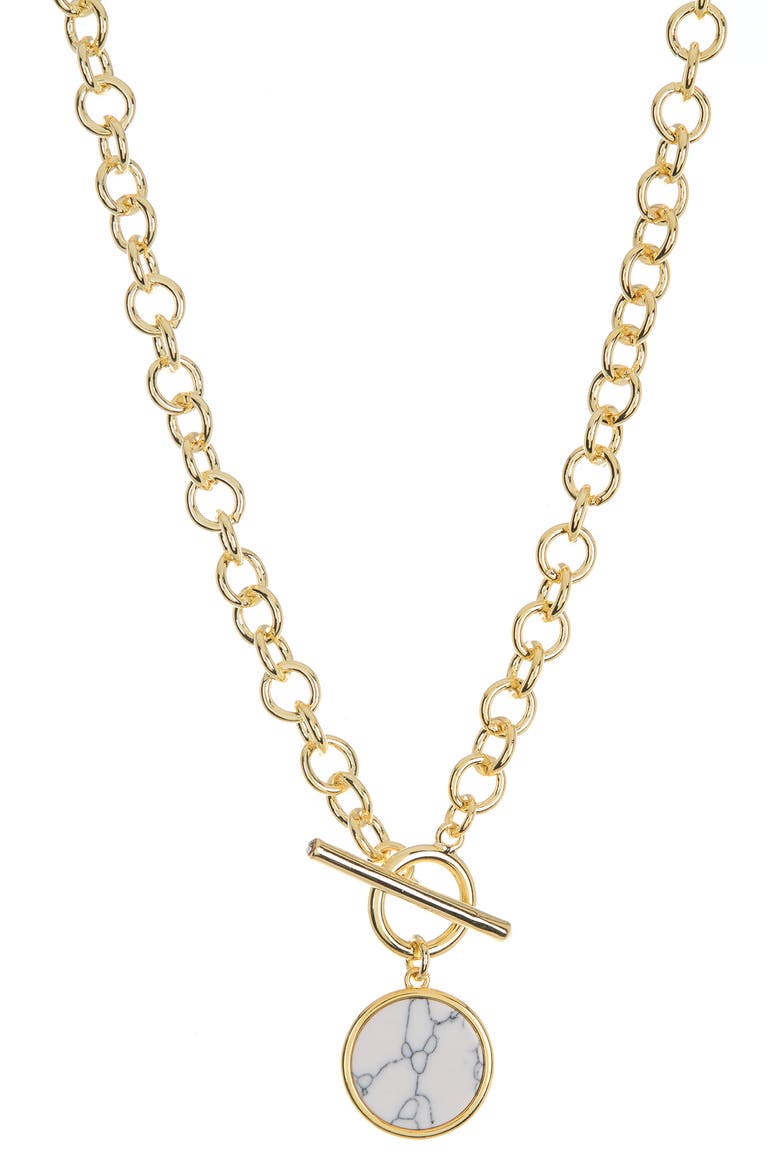 18K Gold Clad Toggle Stone Necklace, Main, color, 18K GOLD CLAD