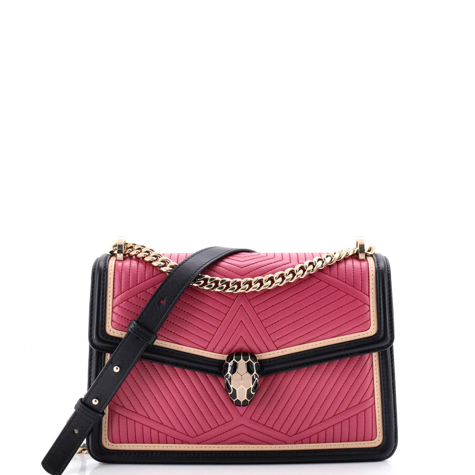 Serpenti Forever Shoulder Bag Quilted Leather Small, Main, color, Pink
