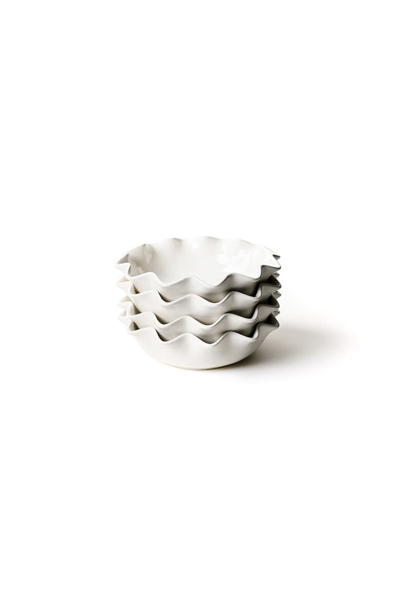 Signature White Ruffle Entree Bowls Set of 4, Main, color, White