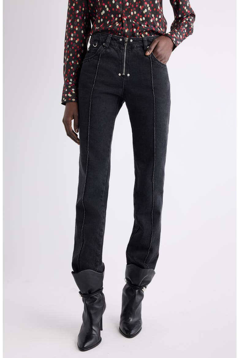 Silviana Pintuck Slim Fit Jeans, Main, color, BLACK