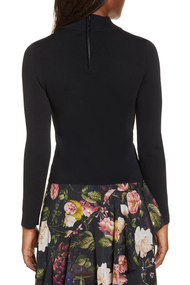 Mock Neck Long Sleeve Sweater, Alternate, color, BLACK