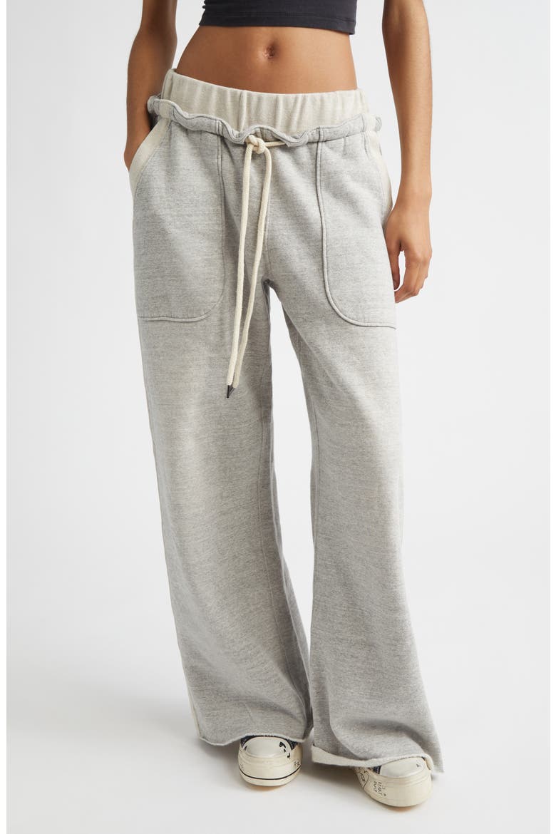 Side Insert Wide Leg Cotton Sweatpants, Main, color, HEATHER GREY W/ OATMEAL