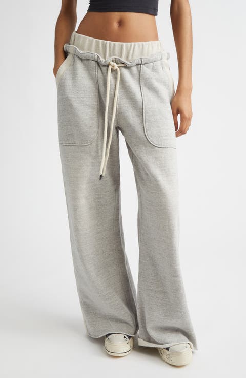 Side Insert Wide Leg Cotton Sweatpants