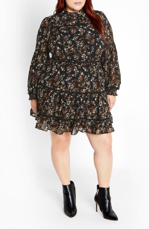 Lennox Floral Long Sleeve Dress (Plus)
