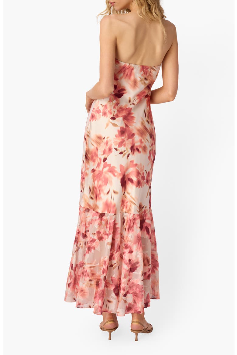 Maristela Abstract Floral Strapless Silk Crêpe de Chine Dress, Alternate, color, FLORESCENCE