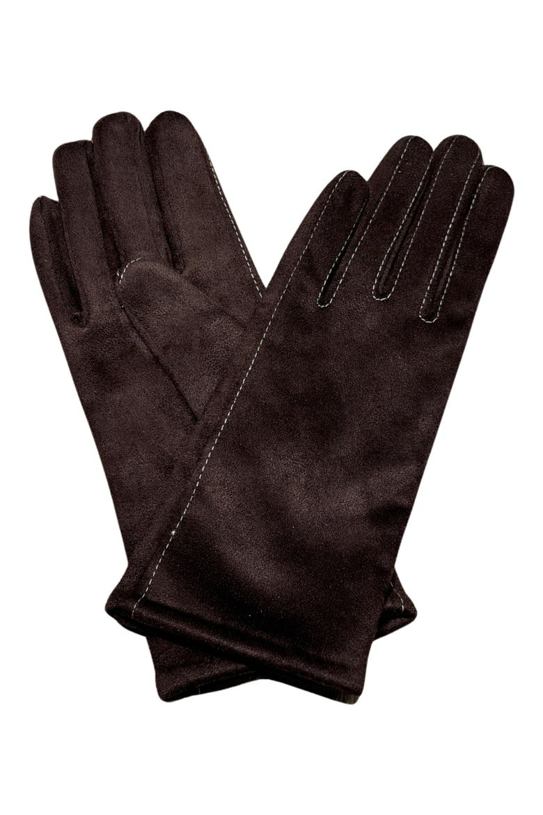 Faux Suede Tech Gloves, Main, color, BROWN