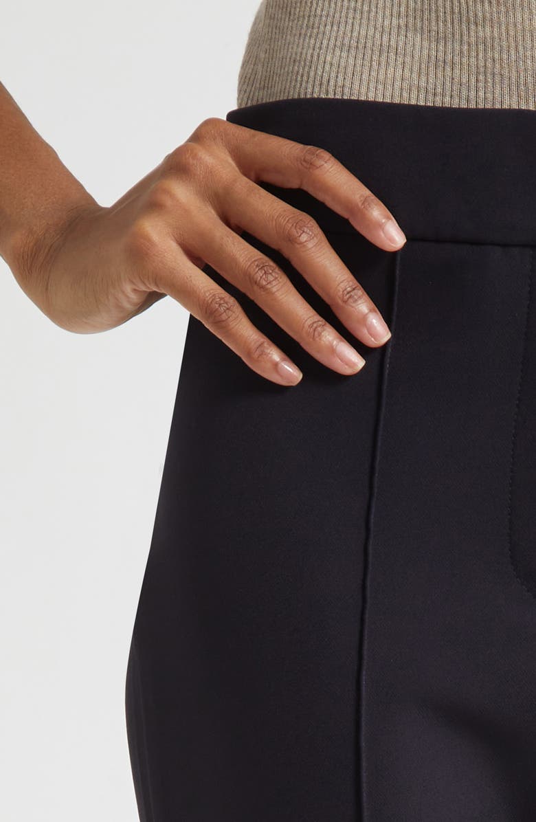 Veronica Beard Dell Pintuck Pleat Crop Pants, Alternate, color, Navy