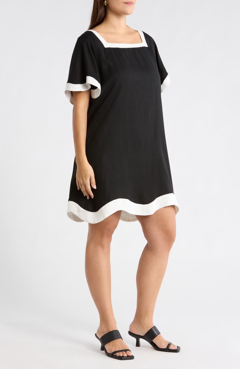 SUGARLIPS Gizelle Scallop Shift Minidress, Alternate, color, Black