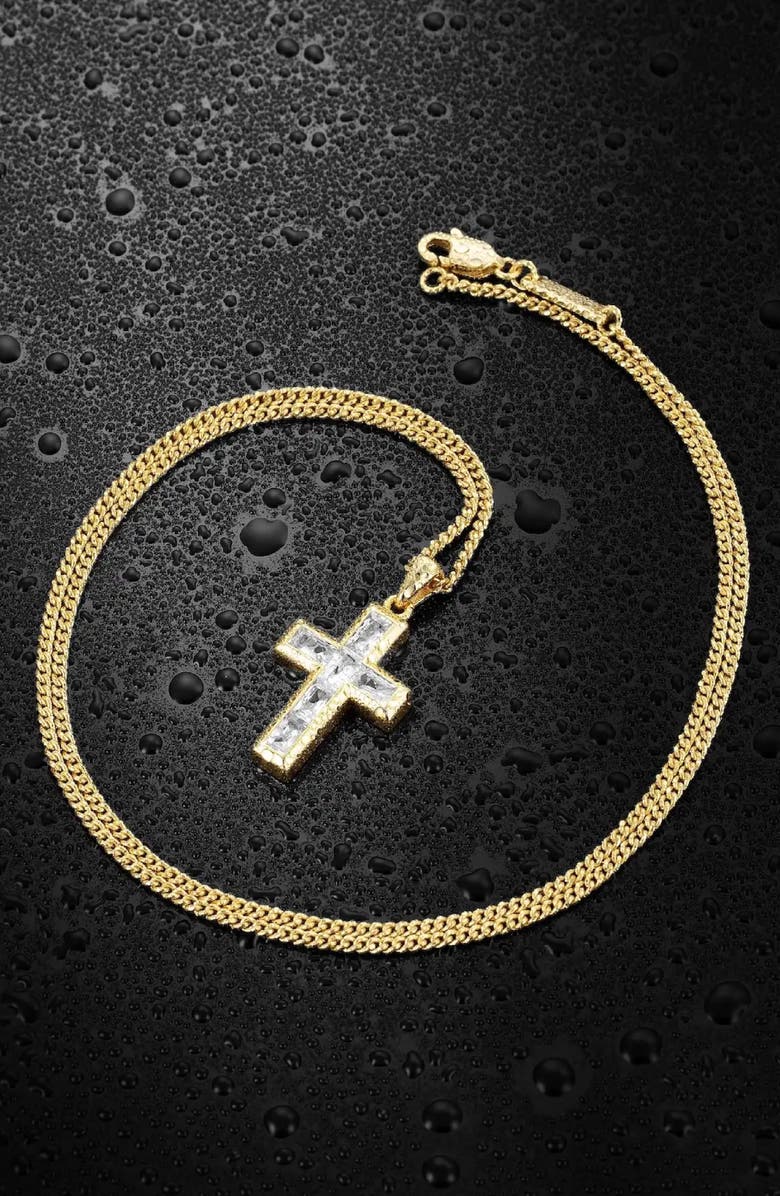 Vincero Cubic Zirconia Cross Pendant Necklace, Alternate, color, Gold