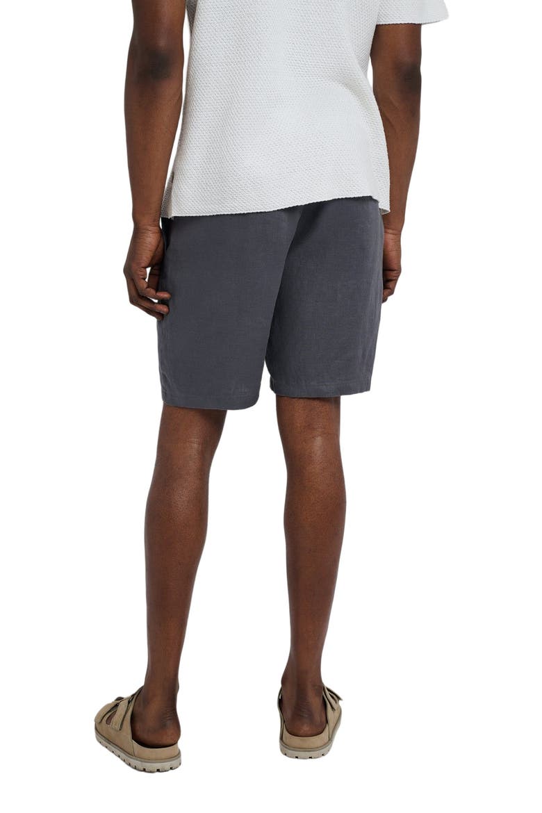 Linen Fixed-Waist Short, Alternate, color, GUNMETAL