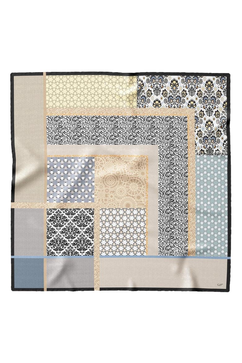 Dafne - Large Silk Scarf for Women, Alternate, color, Beige and Grey