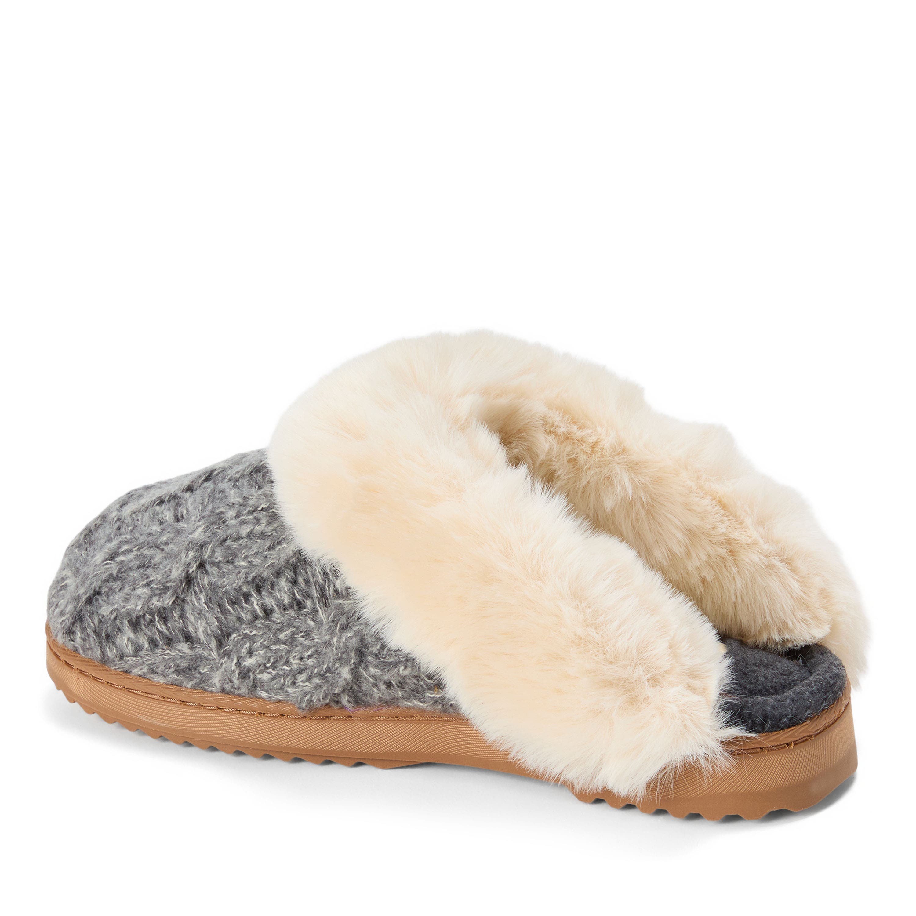 Dearfoams Nicki Knit Scuff Cable Knit Slippers, Alternate, color, Grey