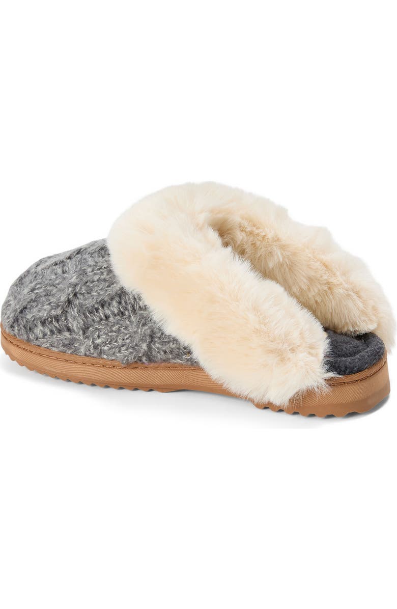 Dearfoams Nicki Knit Scuff Cable Knit Slippers, Alternate, color, Grey