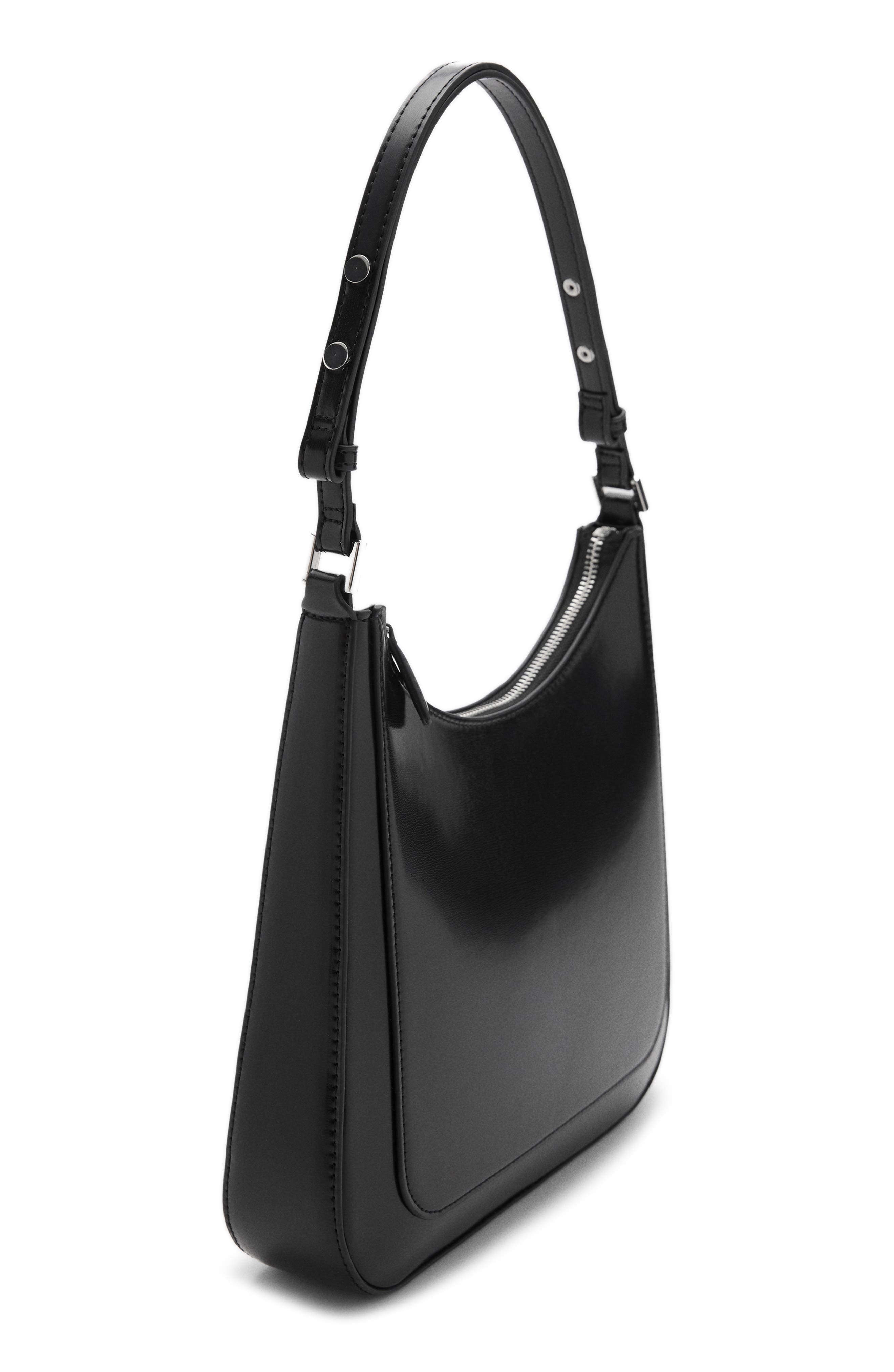 Square Faux Leather Shoulder Bag, Alternate, color, BLACK