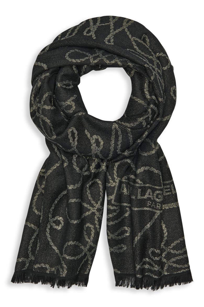 Nautical Knots Wrap Scarf, Alternate, color, BLACK