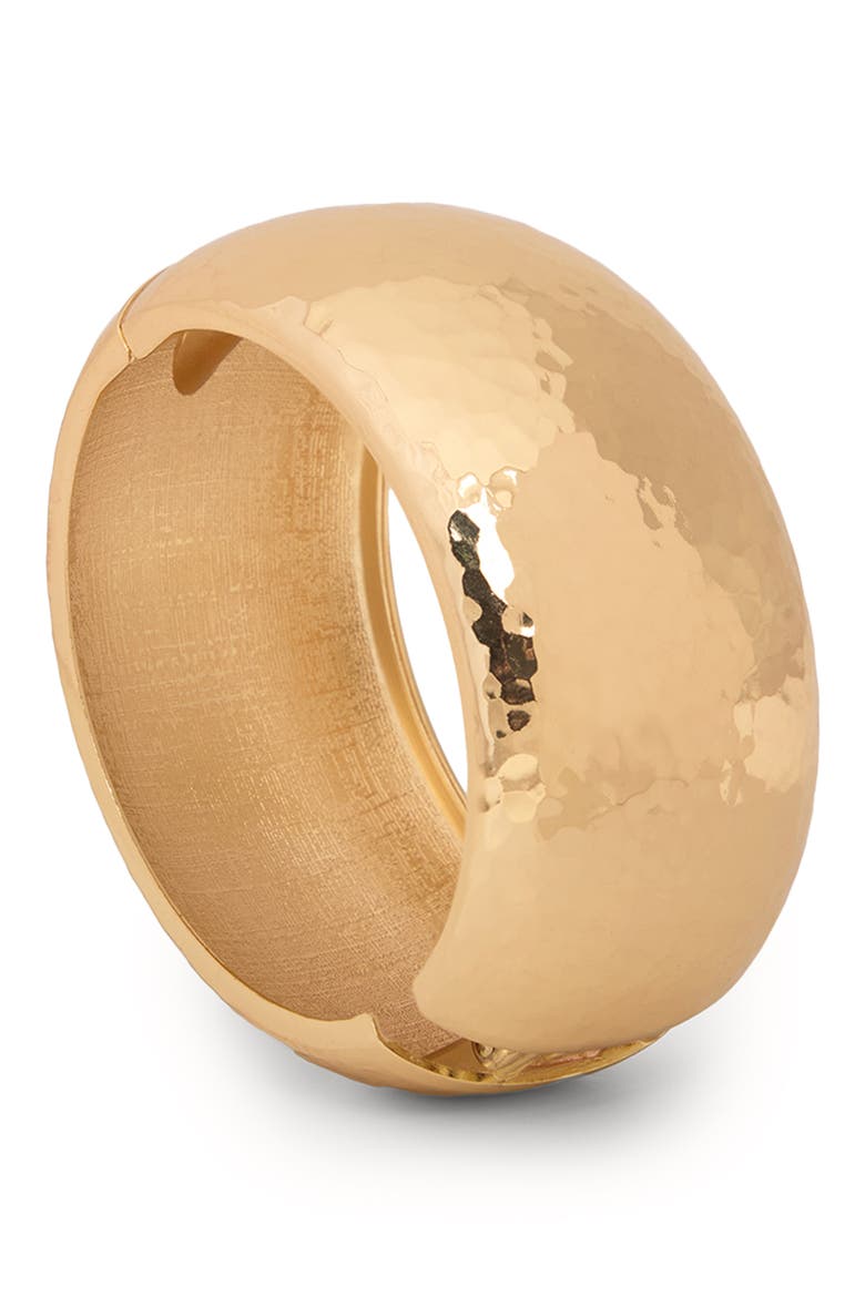 Hammered Metal Hinged Cuff Bracelet, Main, color, GOLD