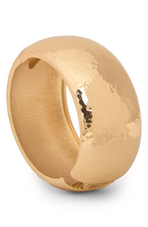 Hammered Metal Hinged Cuff Bracelet