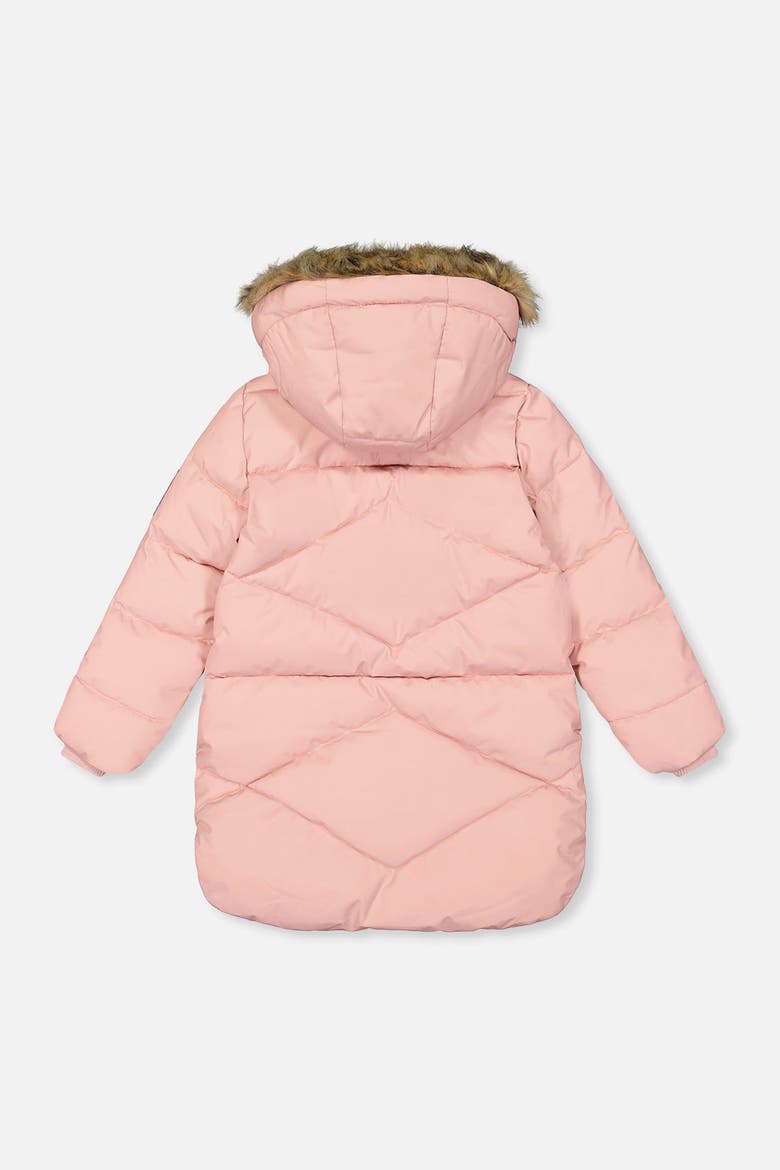 Long Winter Diamond Quilted Fleece Lined Puffer Coat, Alternate, color, Pale Dusty Pink