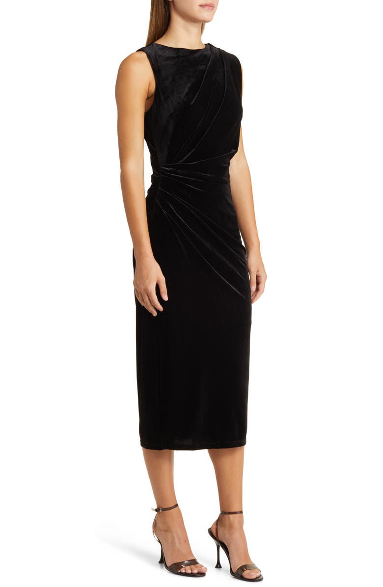Sam Edelman Ruched Velvet Midi Sheath Dress, Alternate, color,