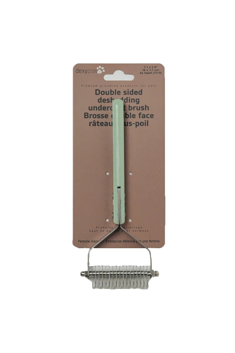 Pet Double Sided Deshedding Undercoat Brush, Sage Green, Dog & Cat, Main, color, Green