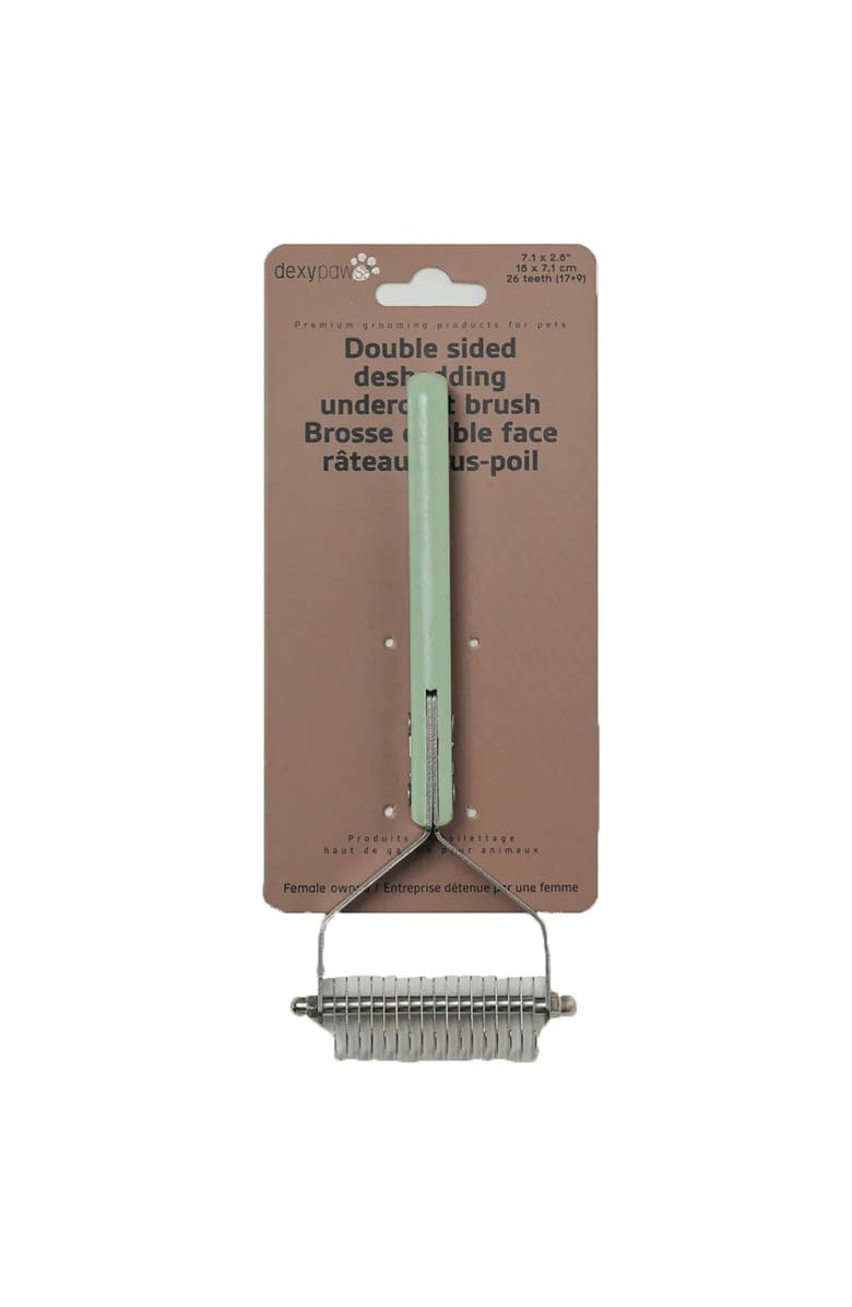 Dexypaws Pet Double Sided Deshedding Undercoat Brush, Sage Green, Dog & Cat, Main, color, Green