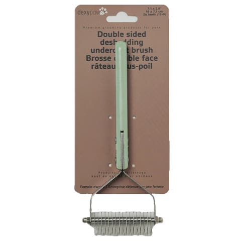 Pet Double Sided Deshedding Undercoat Brush, Sage Green, Dog & Cat