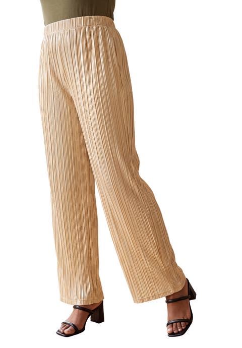 Plisse Wide Leg Trouser