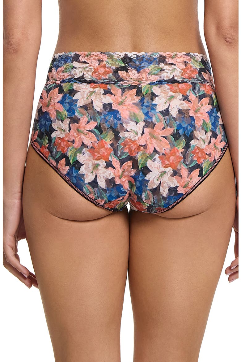 Print Signature Lace French Briefs, Alternate, color, WONDEROUS BLACK