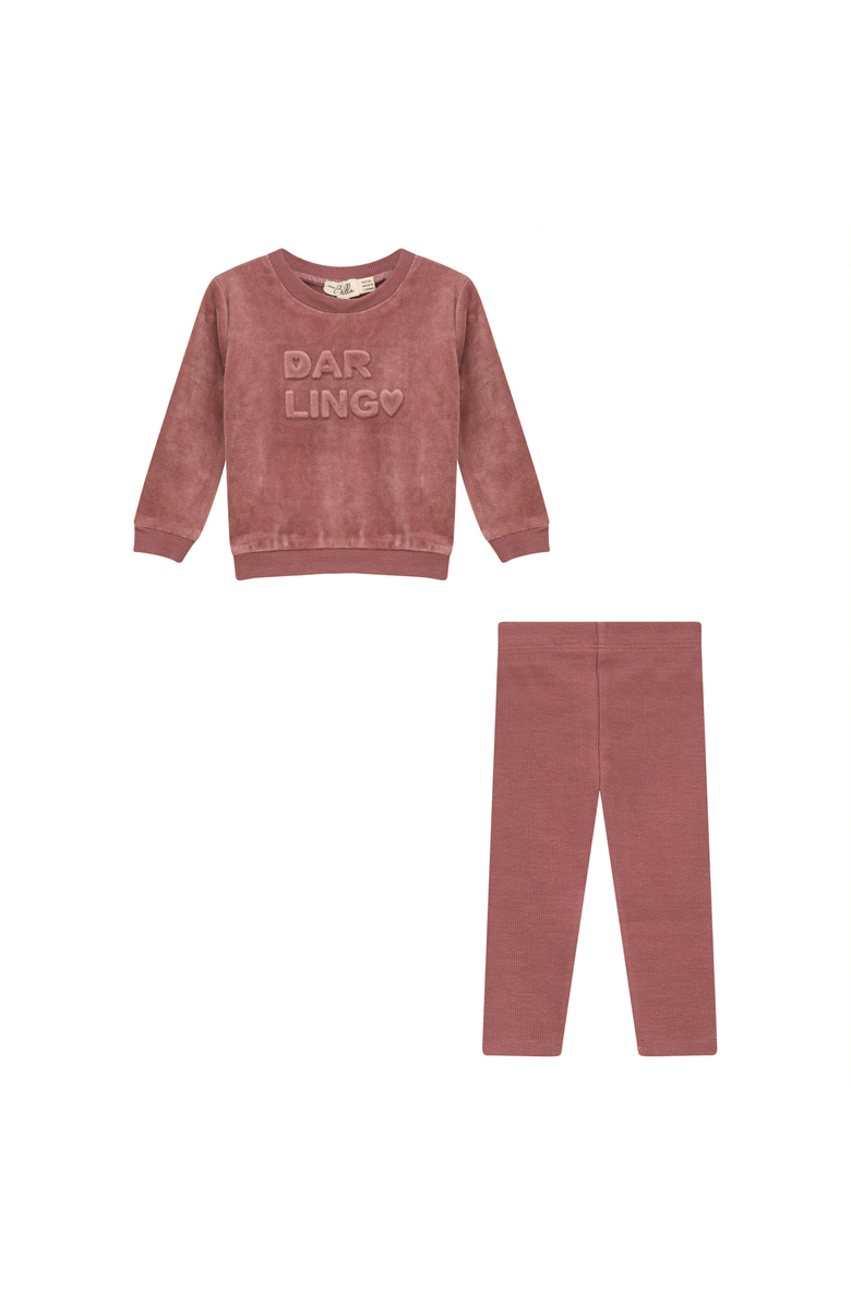 Bebe Bella 2 Piece Velour Top and Ribbed Leggings Set, Main, color, Rose