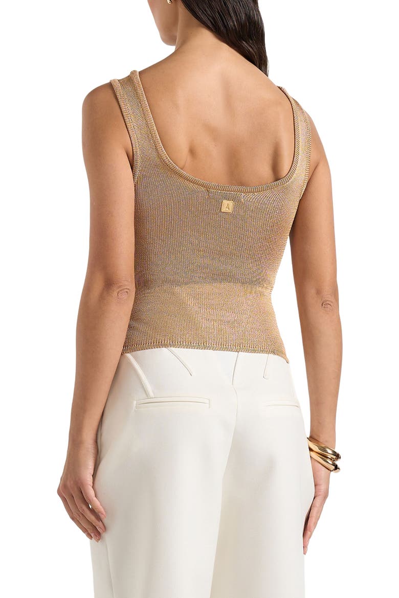 Pippa Pointelle Knitted Vest With Knot Button, Alternate, color, Gold