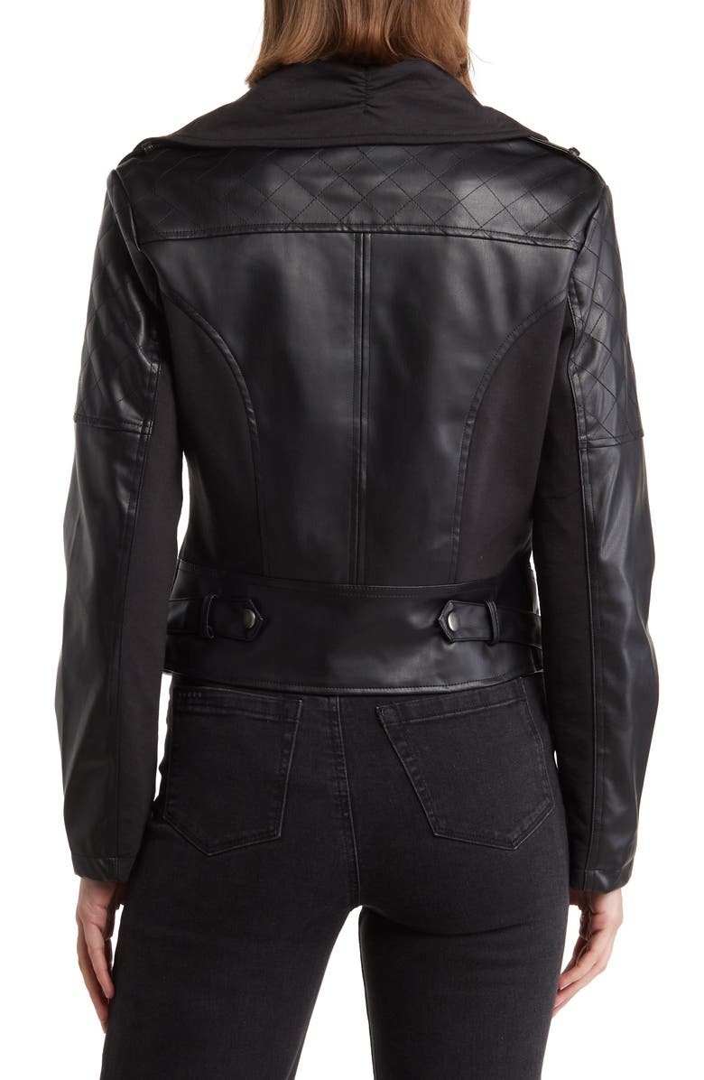 Ookie & Lala Faux Leather Mix Quilt Drape Jacket, Alternate, color,