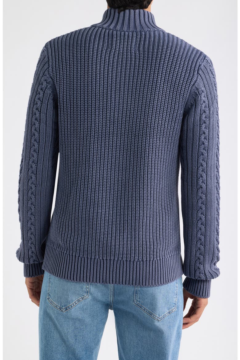 Cable Knit Fisherman's Sweater, Alternate, color, NAVY