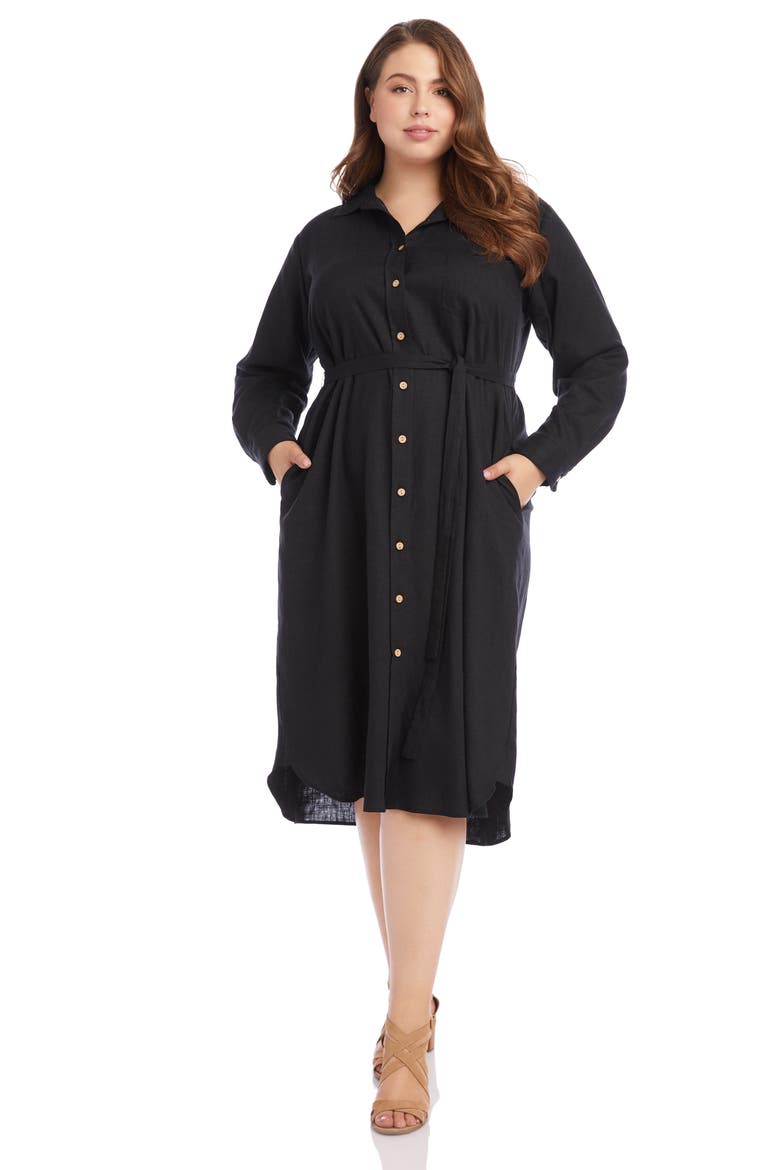 Long Sleeve Shirtdress, Alternate, color, BLACK