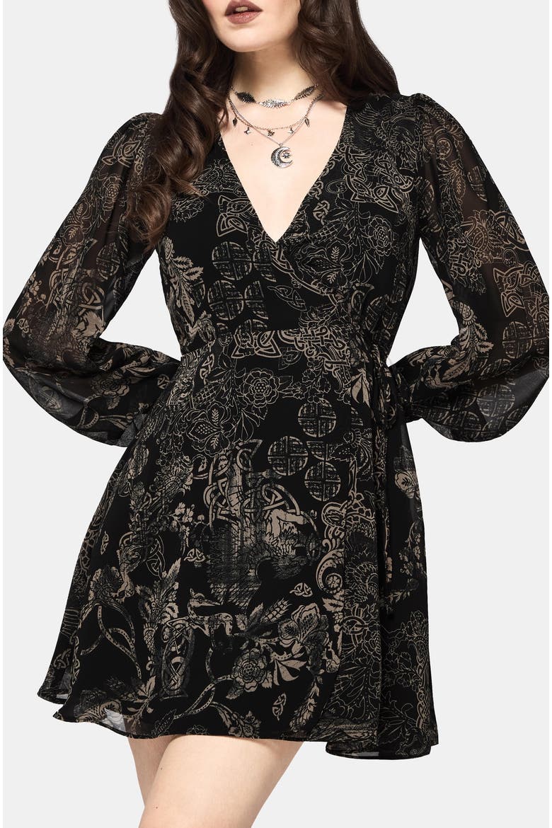 Surge Wrap Mini Dress, Alternate, color, Black