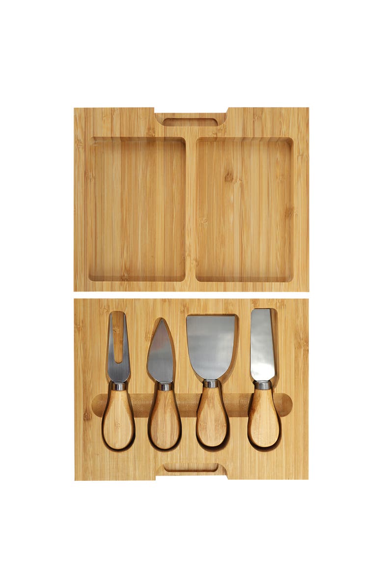 Megachef Wood Charcuterie Cheese Board Set with Ramekins and Slide Out Cutlery Drawer, Alternate, color, Bamboo