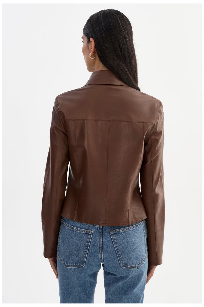Clarie | Reversible Leather Jacket, Alternate, color, Mid Brown/Gold