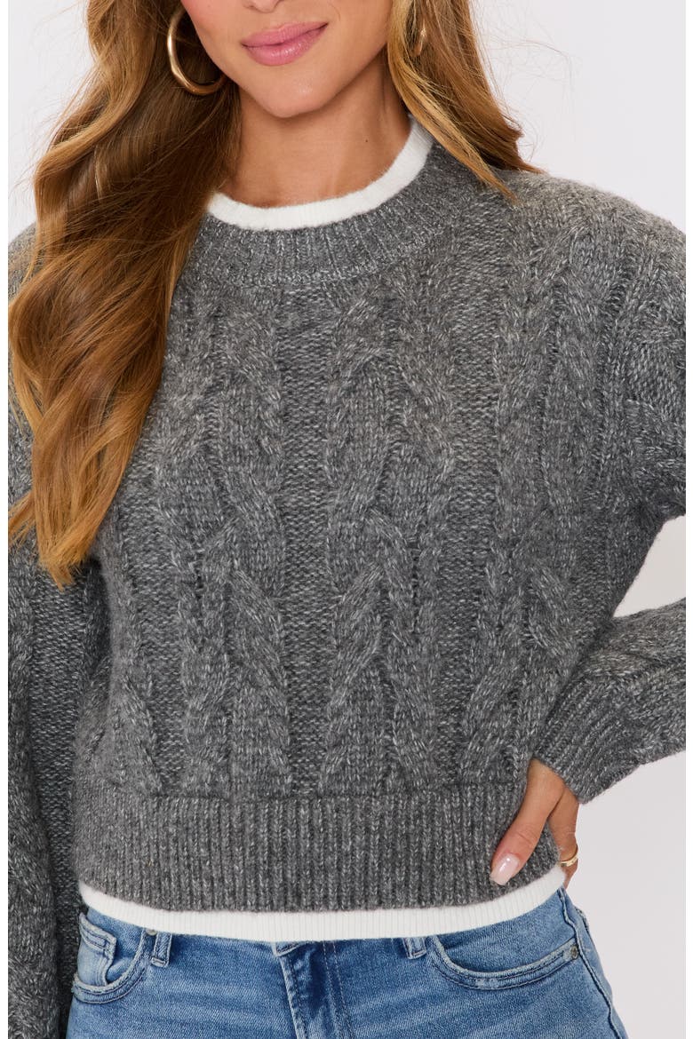 Isla Layered Cable Knit Sweater, Alternate, color, CHARCOAL