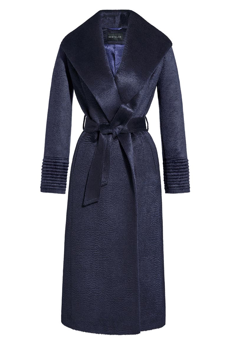 Shawl Collar Alpaca & Wool Longline Coat, Alternate, color, DEEP NAVY