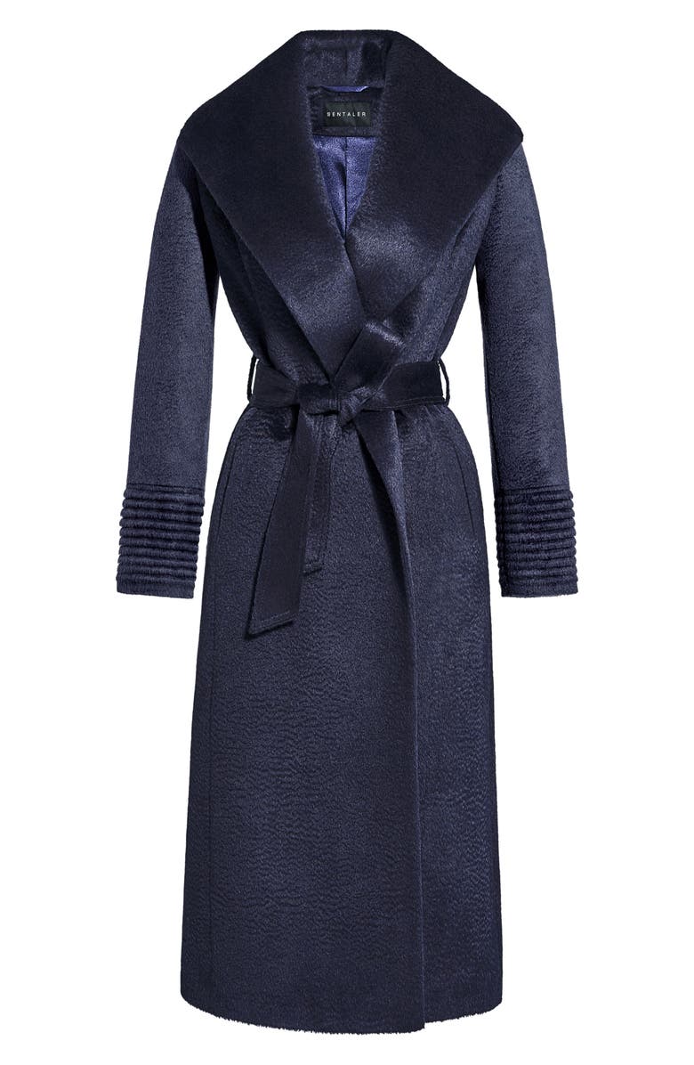 SENTALER Shawl Collar Alpaca & Wool Longline Coat, Alternate, color, Deep Navy